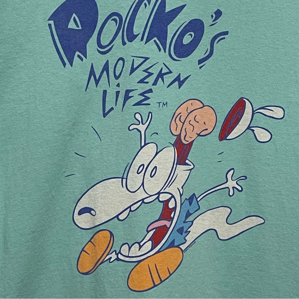 Rocko’s Modern Life Tee Size XL Small Hole in Back in Teal